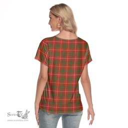 ScotsTee Shop Scottish Bruce Modern Clan Crest Tartan Womens V Neck T Shirt