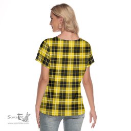 ScotsTee Shop Scottish Barclay Dress Modern Clan Crest Tartan Womens V Neck T Shirt