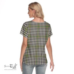 ScotsTee Shop Scottish Burns Check Clan Tartan Womens V Neck T Shirt