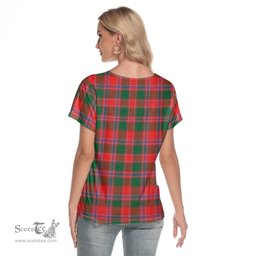 ScotsTee Shop Scottish Dalziel Modern Clan Tartan Womens V Neck T Shirt