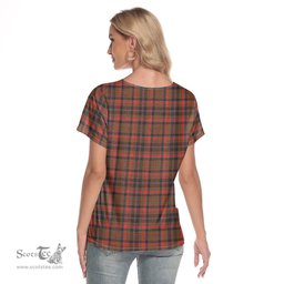 ScotsTee Shop Scottish Cumming Hunting Weathered Clan Crest Tartan Womens V Neck T Shirt