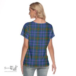 ScotsTee Shop Scottish Edmonstone Clan Crest Tartan Womens V Neck T Shirt