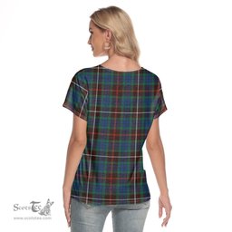ScotsTee Shop Scottish Fraser Hunting Ancient Clan Crest Tartan Womens V Neck T Shirt