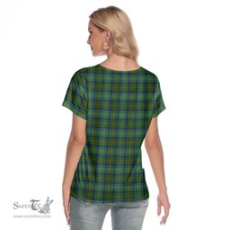 ScotsTee Shop Scottish Cranstoun Clan Crest Tartan Womens V Neck T Shirt