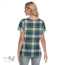 ScotsTee Shop Scottish Gordon Dress Ancient Clan Tartan Womens V Neck T Shirt
