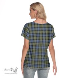 ScotsTee Shop Scottish Campbell Faded Clan Tartan Womens V Neck T Shirt