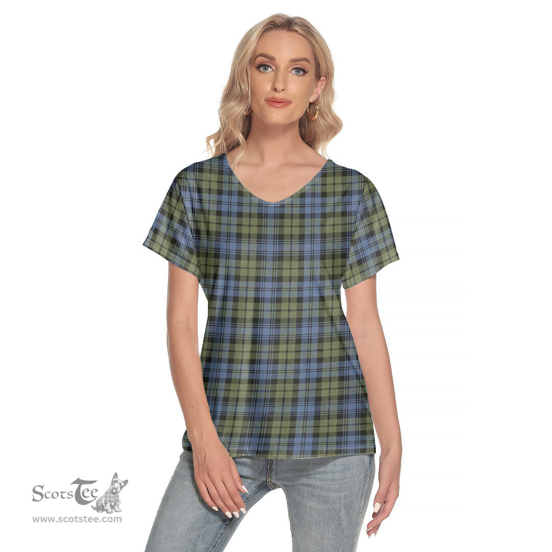 ScotsTee Shop Scottish Campbell Faded Clan Tartan Womens V Neck T Shirt