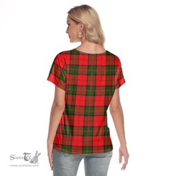 ScotsTee Shop Scottish Dunbar Modern Clan Tartan Womens V Neck T Shirt