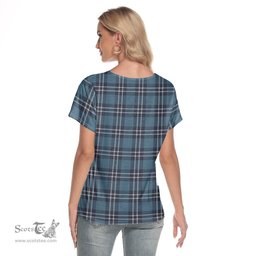 ScotsTee Shop Scottish Earl of St Andrews Clan Tartan Womens V Neck T Shirt