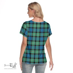 ScotsTee Shop Scottish Gunn Ancient Clan Tartan Womens V Neck T Shirt