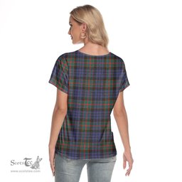 ScotsTee Shop Scottish Fletcher of Dunans Clan Tartan Womens V Neck T Shirt