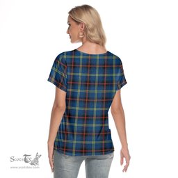 ScotsTee Shop Scottish Grewar Clan Tartan Womens V Neck T Shirt