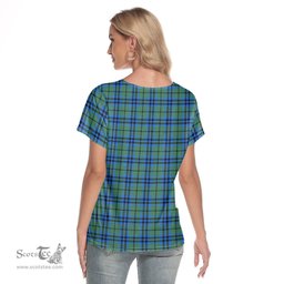 ScotsTee Shop Scottish Falconer Clan Crest Tartan Womens V Neck T Shirt