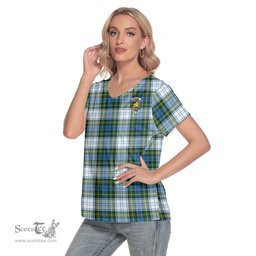 ScotsTee Shop Scottish Campbell Dress Clan Crest Tartan Womens V Neck T Shirt