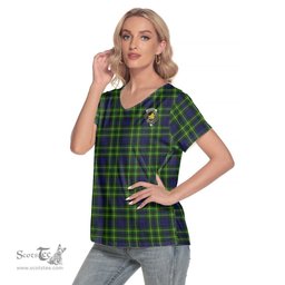 ScotsTee Shop Scottish Campbell of Breadalbane Modern Clan Crest Tartan Womens V Neck T Shirt