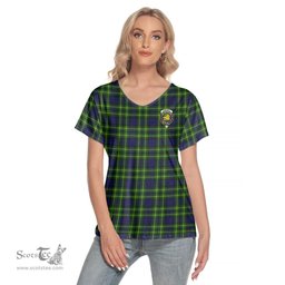 ScotsTee Shop Scottish Campbell of Breadalbane Modern Clan Crest Tartan Womens V Neck T Shirt
