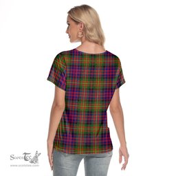ScotsTee Shop Scottish Carnegie Modern Clan Tartan Womens V Neck T Shirt