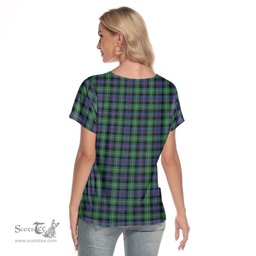 ScotsTee Shop Scottish Farquharson Ancient Clan Crest Tartan Womens V Neck T Shirt