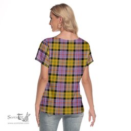 ScotsTee Shop Scottish Culloden Ancient Clan Tartan Womens V Neck T Shirt