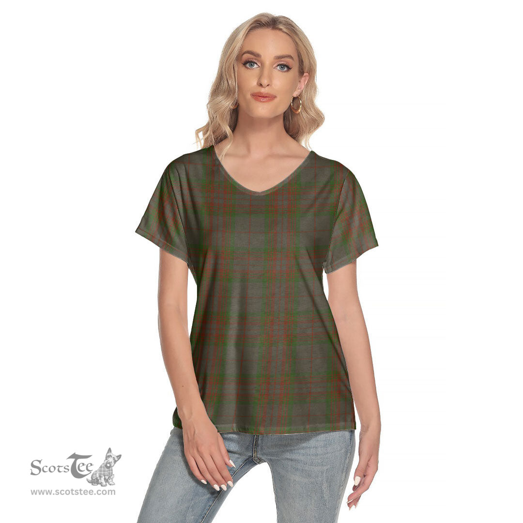 ScotsTee Shop Scottish Gray Clan Tartan Womens V Neck T Shirt