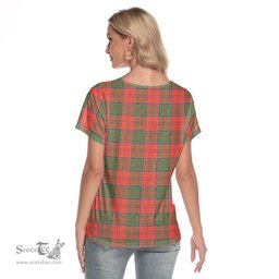 ScotsTee Shop Scottish Grant Ancient Clan Crest Tartan Womens V Neck T Shirt