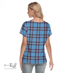ScotsTee Shop Scottish Elliot Ancient Clan Tartan Womens V Neck T Shirt