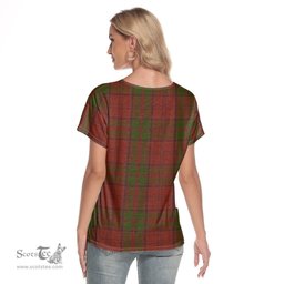 ScotsTee Shop Scottish Drummond Clan Clan Crest Tartan Womens V Neck T Shirt