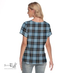 ScotsTee Shop Scottish Clark Ancient Clan Tartan Womens V Neck T Shirt