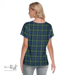 ScotsTee Shop Scottish Forbes Ancient Clan Crest Tartan Womens V Neck T Shirt