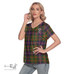 ScotsTee Shop Scottish Cochrane Modern Clan Crest Tartan Womens V Neck T Shirt