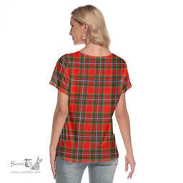 ScotsTee Shop Scottish Drummond of Perth Clan Crest Tartan Womens V Neck T Shirt