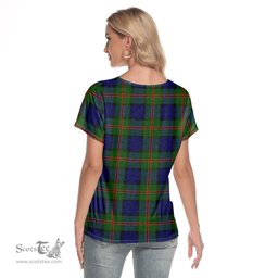 ScotsTee Shop Scottish Dundas Modern 02 Clan Tartan Womens V Neck T Shirt