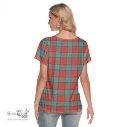 ScotsTee Shop Scottish Dunbar Ancient Clan Crest Tartan Womens V Neck T Shirt