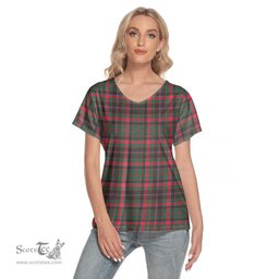 ScotsTee Shop Scottish Cumming Hunting Modern Clan Tartan Womens V Neck T Shirt