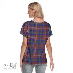 ScotsTee Shop Scottish Chisholm Hunting Modern Clan Crest Tartan Womens V Neck T Shirt