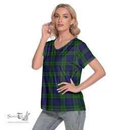 ScotsTee Shop Scottish Campbell Modern Clan Tartan Womens V Neck T Shirt