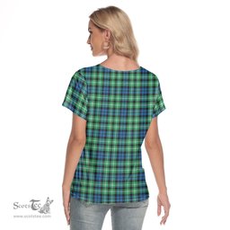 ScotsTee Shop Scottish Graham of Montrose Ancient Clan Crest Tartan Womens V Neck T Shirt