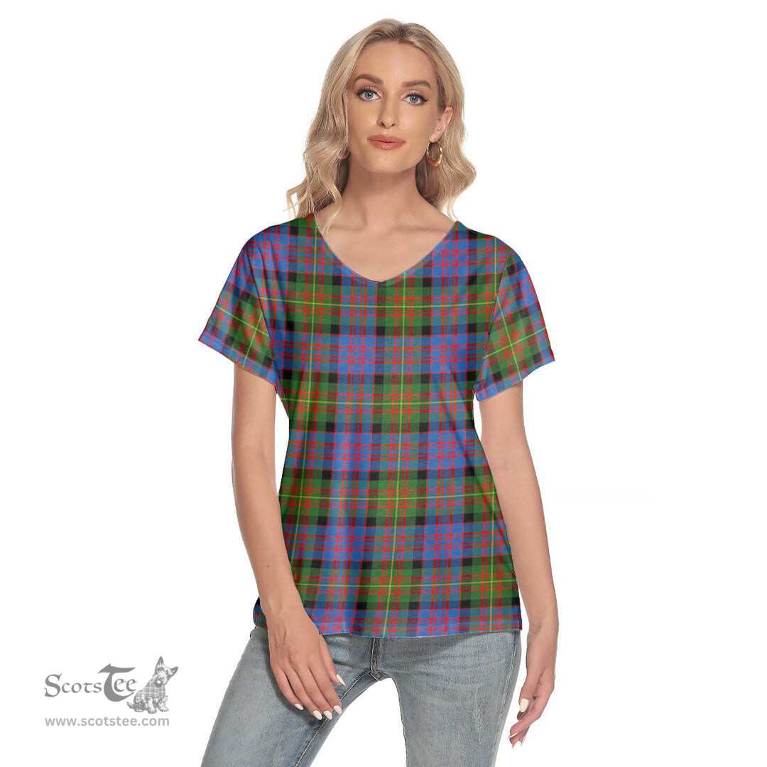 ScotsTee Shop Scottish Carnegie Ancient Clan Tartan Womens V Neck T Shirt