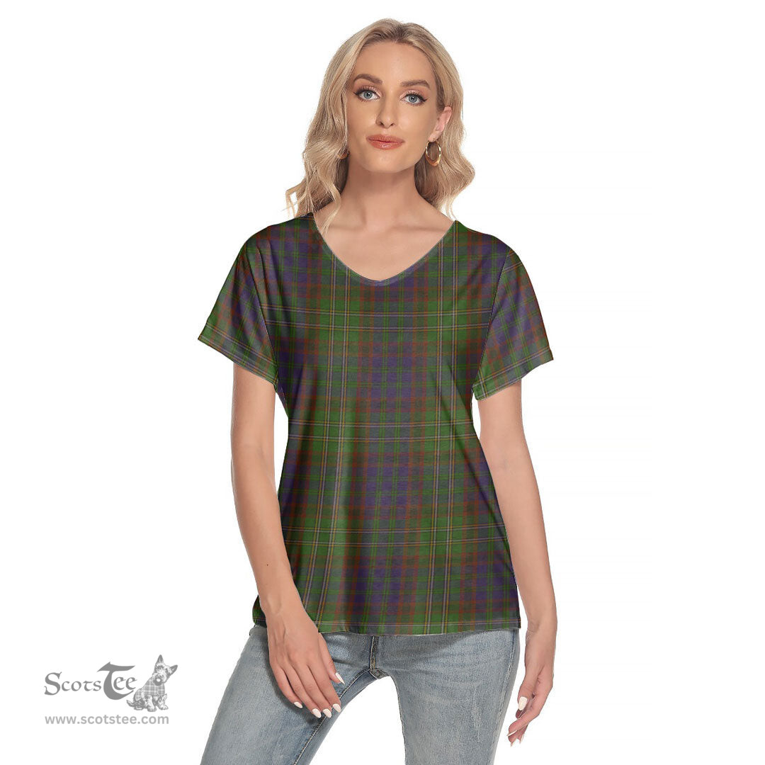 ScotsTee Shop Scottish Cunningham Hunting Modern Clan Tartan Womens V Neck T Shirt