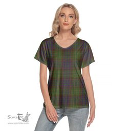 ScotsTee Shop Scottish Cunningham Hunting Modern Clan Tartan Womens V Neck T Shirt
