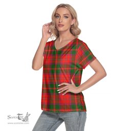 ScotsTee Shop Scottish Crief District Clan Tartan Womens V Neck T Shirt