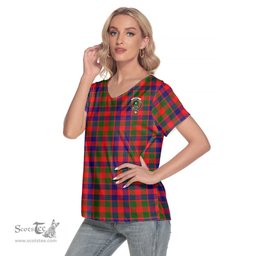 ScotsTee Shop Scottish Gow Modern Clan Crest Tartan Womens V Neck T Shirt