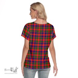 ScotsTee Shop Scottish Gow Modern Clan Crest Tartan Womens V Neck T Shirt