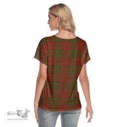 ScotsTee Shop Scottish Drummond Clan Clan Tartan Womens V Neck T Shirt