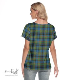 ScotsTee Shop Scottish Gillies Ancient Clan Tartan Womens V Neck T Shirt