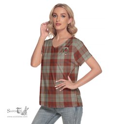 ScotsTee Shop Scottish Davidson Dress Dancers Clan Crest Tartan Womens V Neck T Shirt