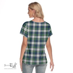 ScotsTee Shop Scottish Gordon Dress Ancient Clan Crest Tartan Womens V Neck T Shirt