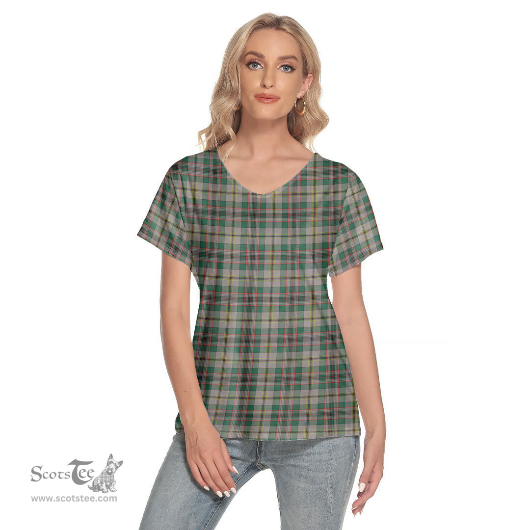 ScotsTee Shop Scottish Craig Ancient Clan Tartan Womens V Neck T Shirt