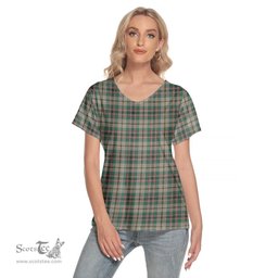 ScotsTee Shop Scottish Craig Ancient Clan Tartan Womens V Neck T Shirt