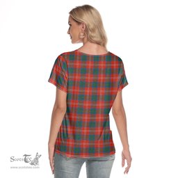 ScotsTee Shop Scottish Chisholm Ancient Clan Crest Tartan Womens V Neck T Shirt